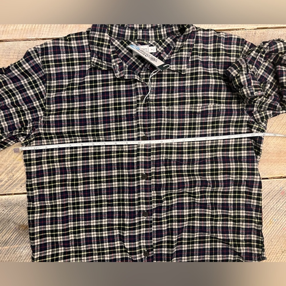 Alpine Design Women's Medium Midweight Flannel Shirt Navy Cream Plaid NWT - Picture 5 of 10